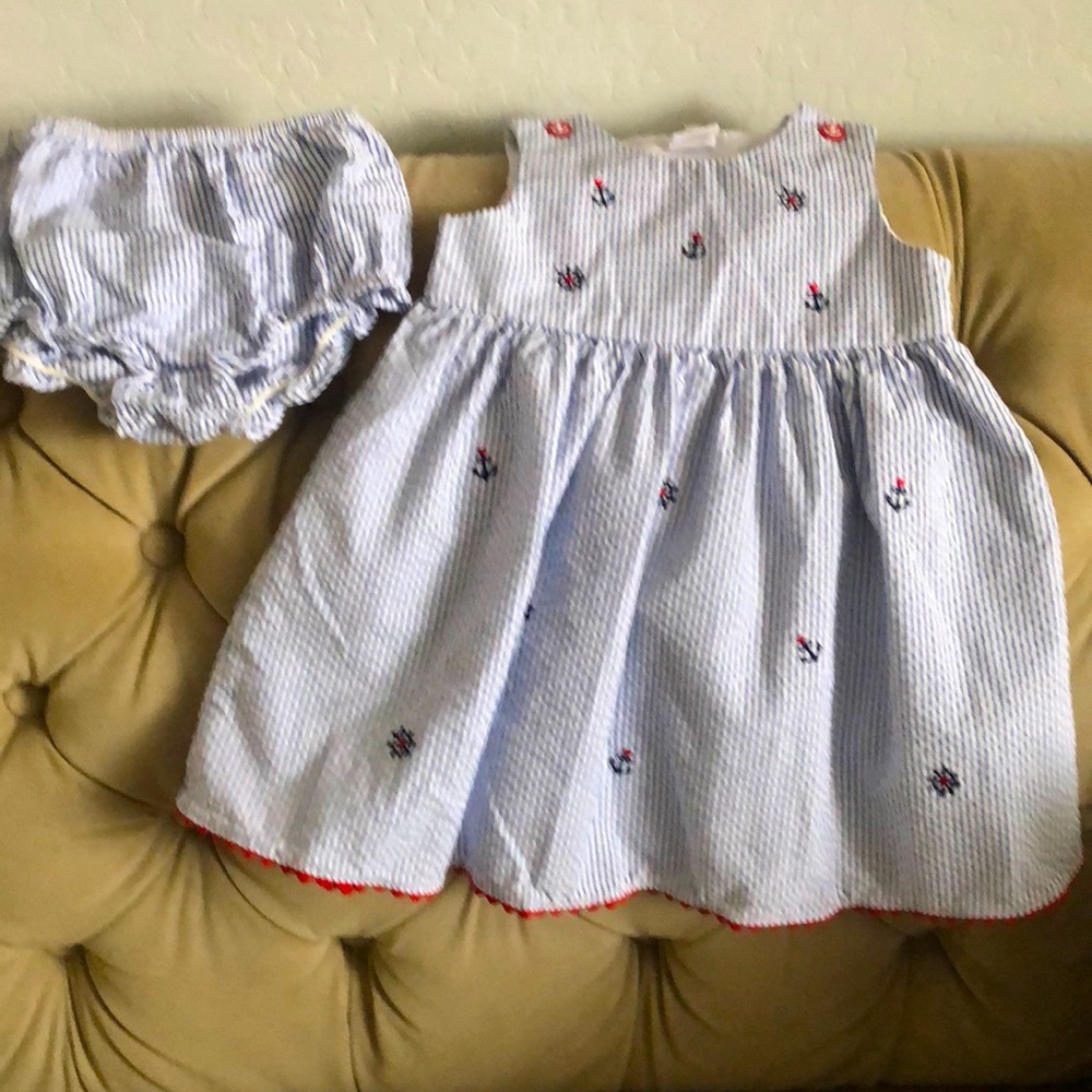 Girl’s Nautical Sundress w/Bloomers Sz 24 Month-EC